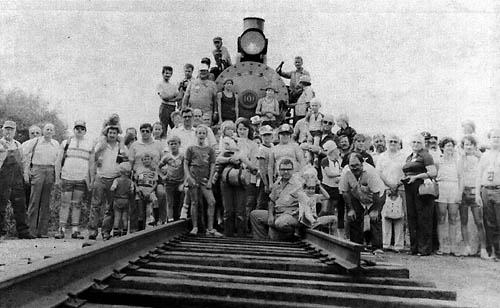 Passengers and crew on the first trip over the new railroad